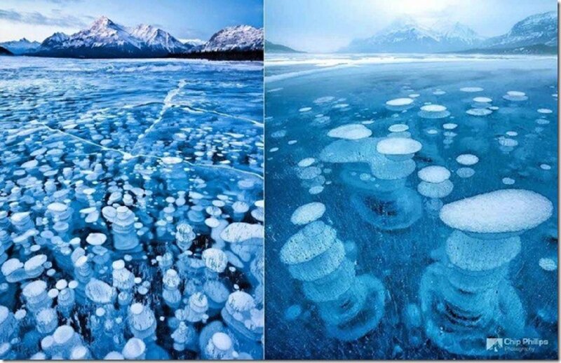 Frozen Lake with Gas Bubbles — Blue