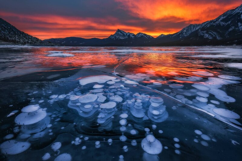 Frozen Lake with Gas Bubbles — Orange