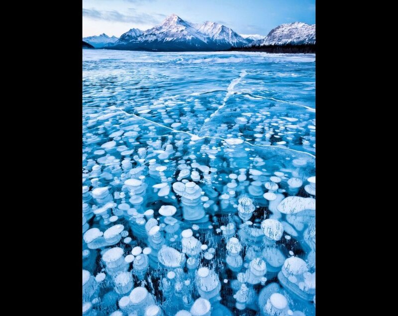 Frozen Lake with Gas Bubbles