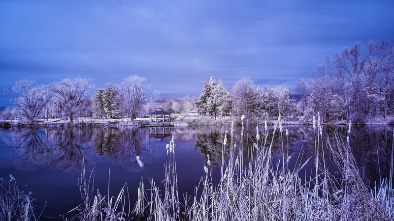 Frozen Lake with Gazebo