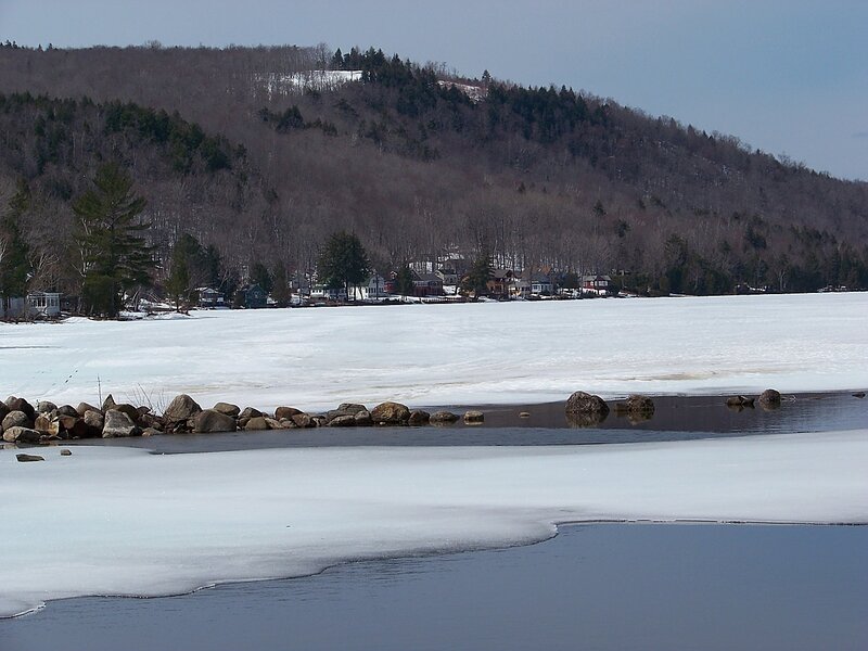 Frozen Lake with Houses