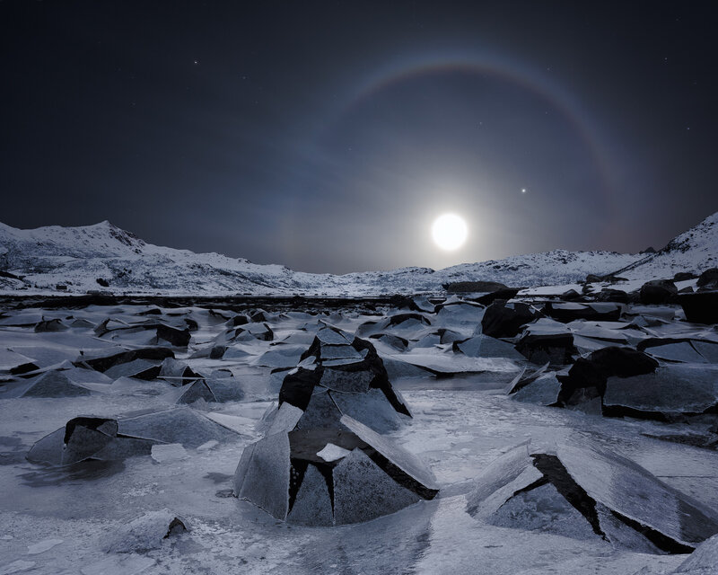 Frozen Lake with Ice Chunks — Blue