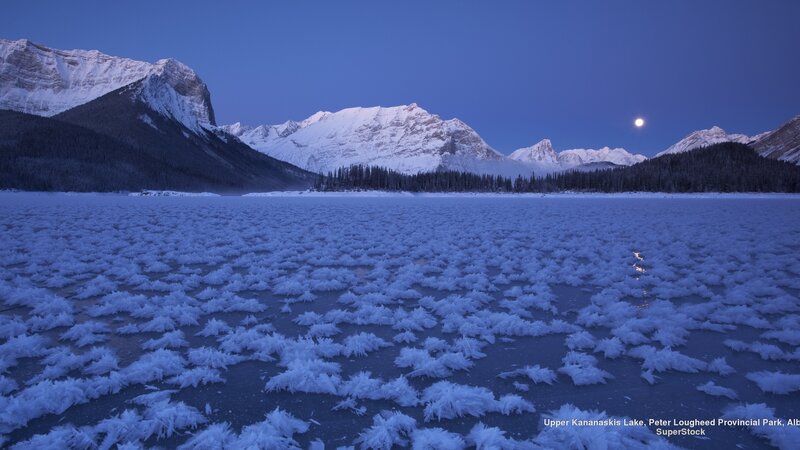 Frozen Lake with Ice Crystals — Blue