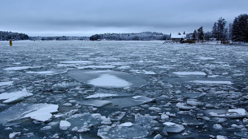 Frozen Lake with Ice Floes — Blue, Cold