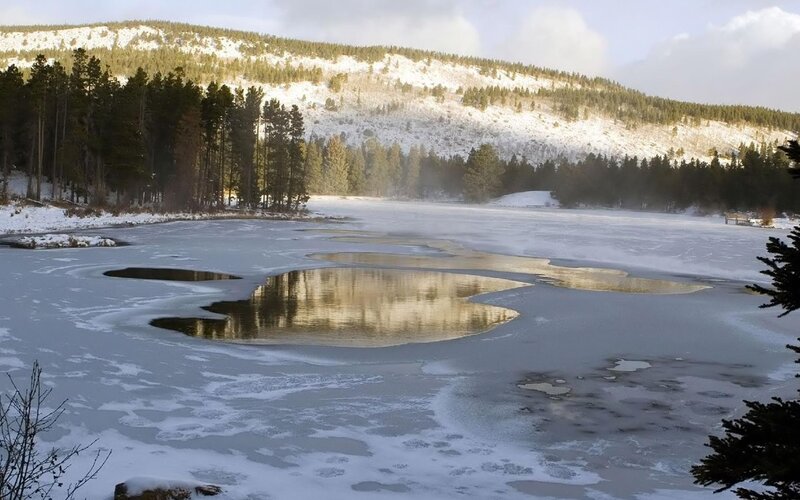 Frozen Lake with Ice Patches