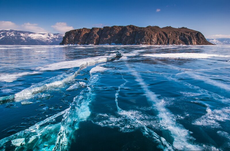Frozen Lake with Island — Blue
