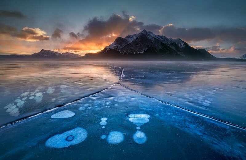 Frozen Lake with Methane Bubbles — Blue