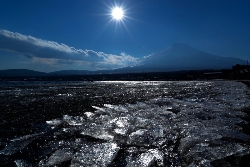 Frozen Lake with Mount Fuji