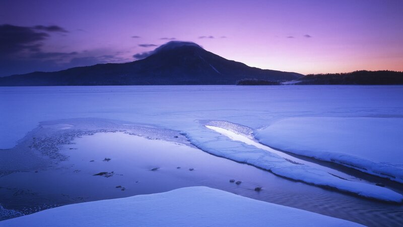 Frozen Lake with Mountain — Purple, Serene