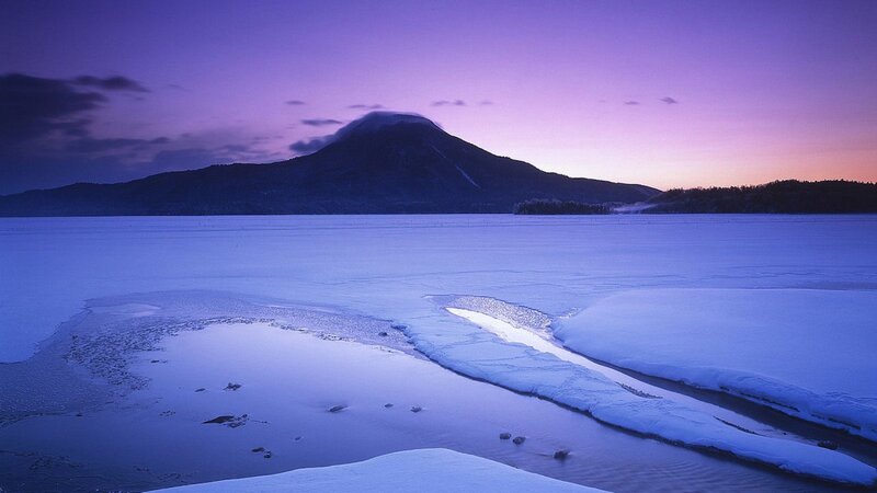 Frozen Lake with Mountain — Purple
