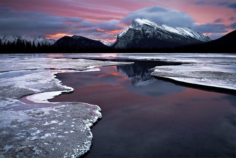 Frozen Lake with Mountain
