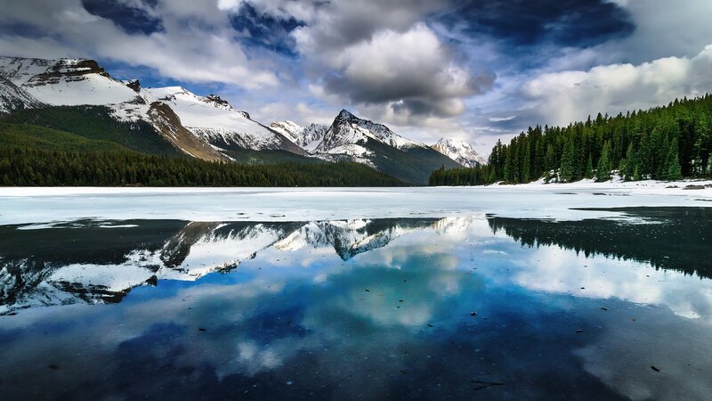 Frozen Lake with Mountains — Blue, Dramatic, Winter