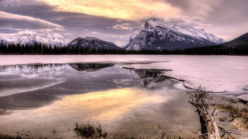 Frozen Lake with Mountains — Yellow
