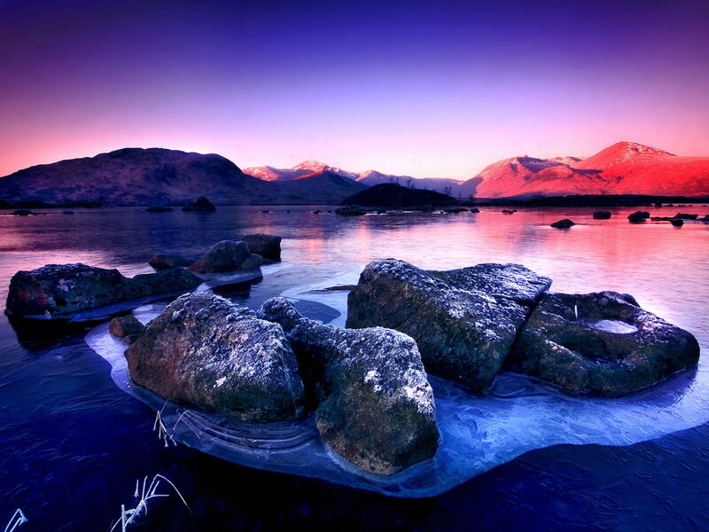 Frozen Lake with Rocks — Purple, Dramatic