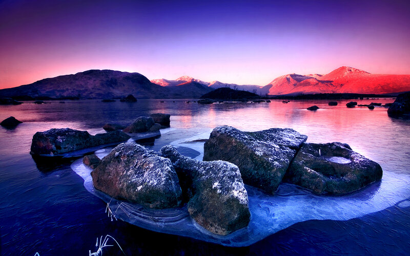 Frozen Lake with Rocks — Purple