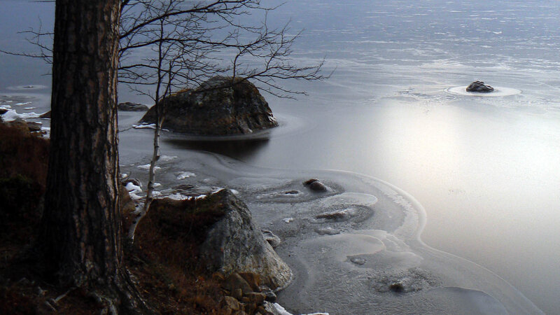 Frozen Lake with Rocks