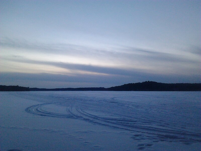 Frozen Lake with Tracks — Blue