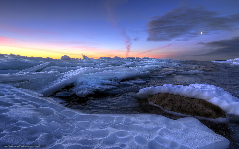 Frozen landscape at twilight