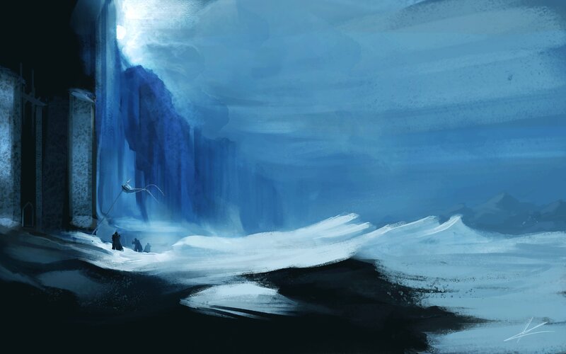 Frozen landscape with figures