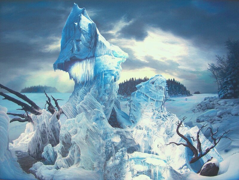 Frozen landscape with ice formations