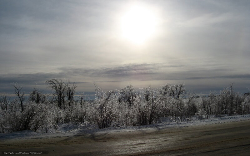 frozen landscape with sun
