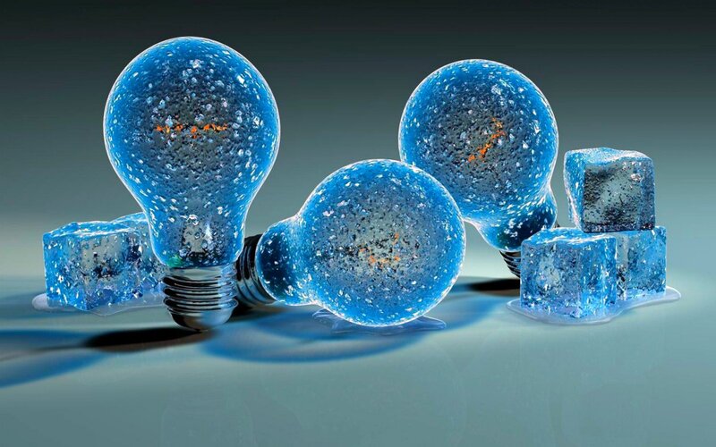 Frozen Light Bulbs — Blue, Cold, 3d Render
