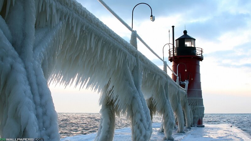 Frozen Lighthouse Pier — Red