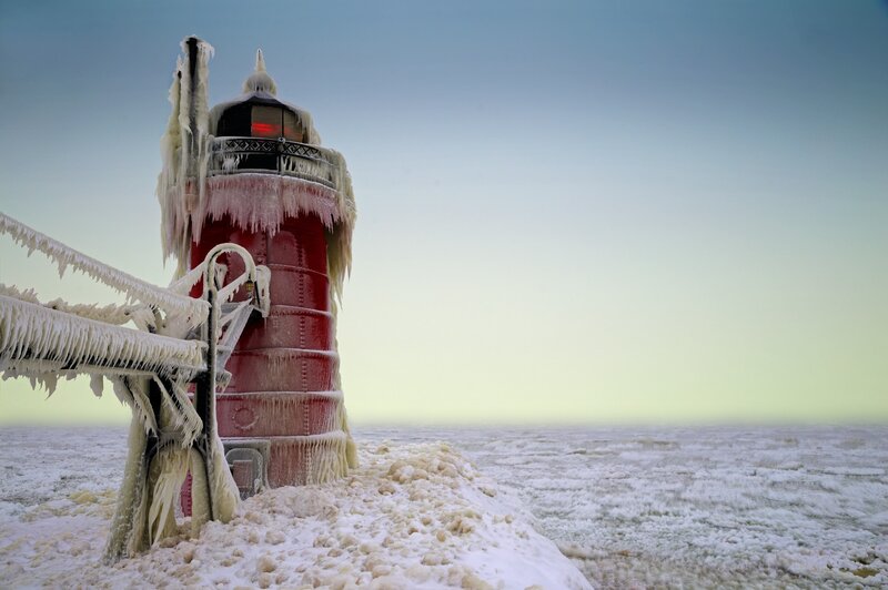 Frozen Lighthouse — Red, Cold
