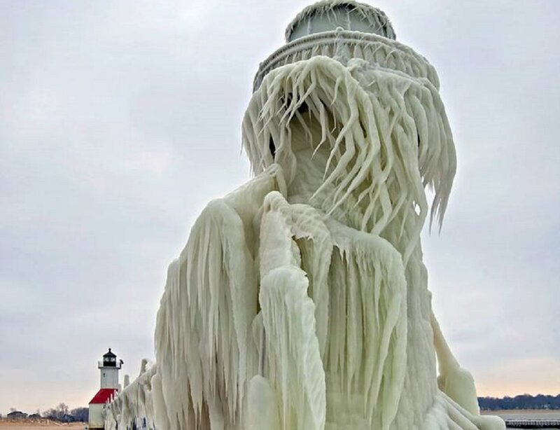 Frozen Lighthouse — White, Cold, Winter, Photograph