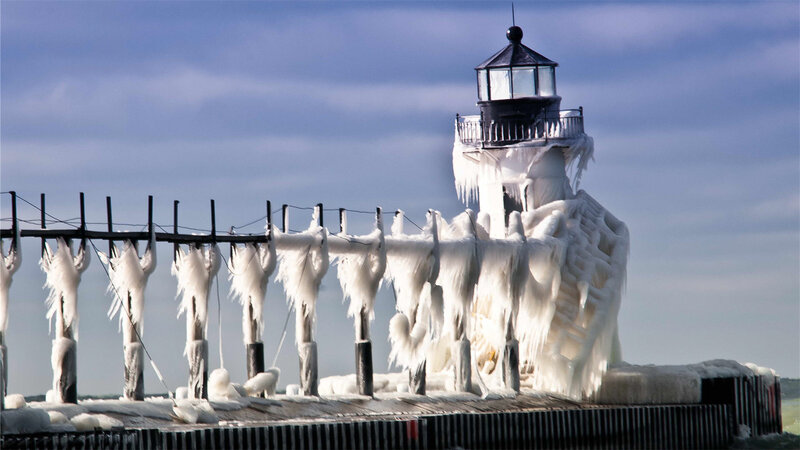 Frozen Lighthouse — White, Cold, Winter