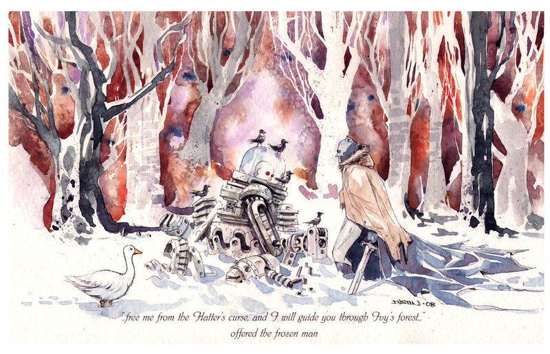 frozen man in a forest