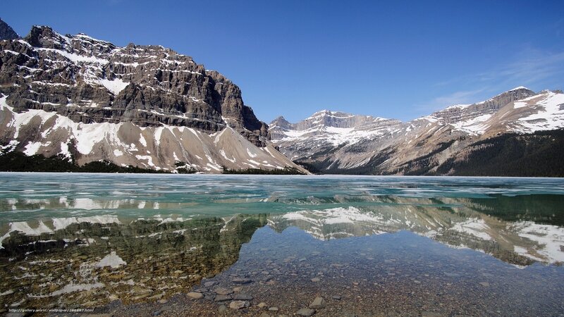 Frozen Mountain Lake — Blue, Serene