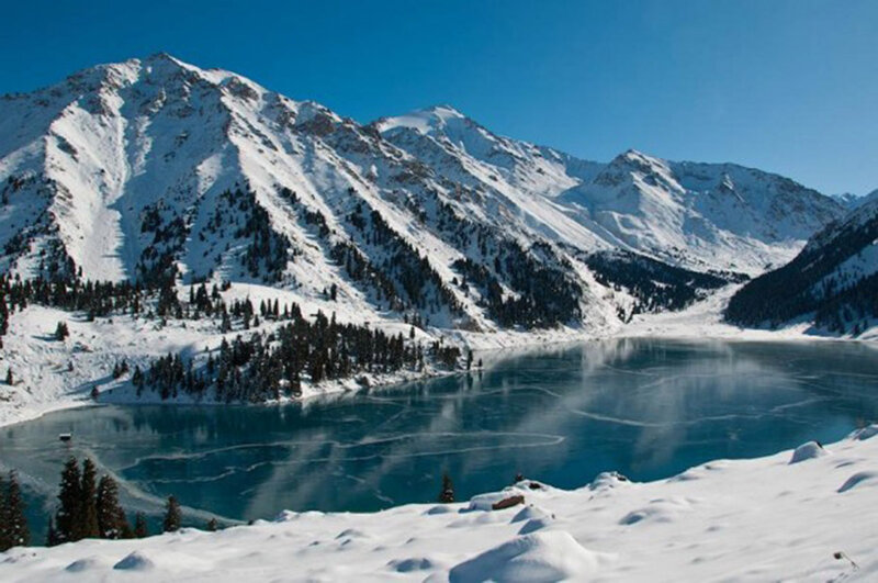 Frozen Mountain Lake — Blue