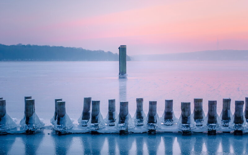 Frozen Pier Pilings