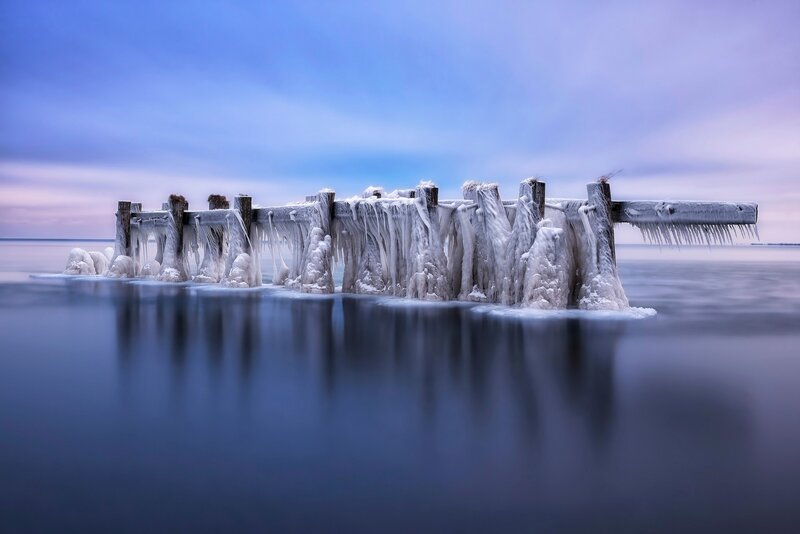 Frozen Pier Structure — Blue
