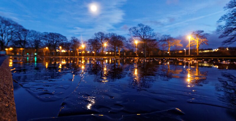 Frozen Pond at Night
