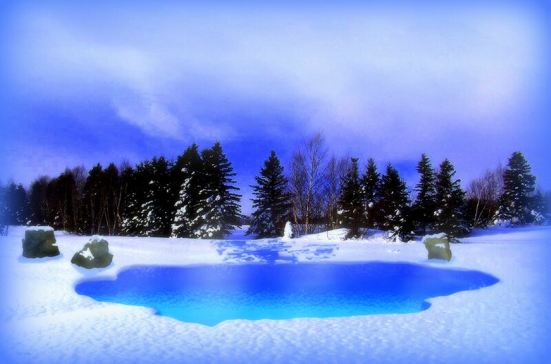 Frozen Pond in Snow — Blue