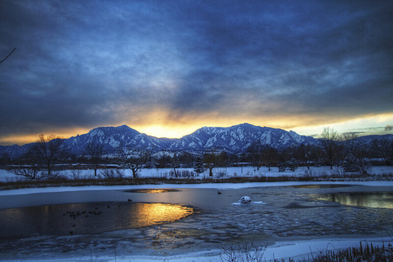 Frozen Pond with Mountains