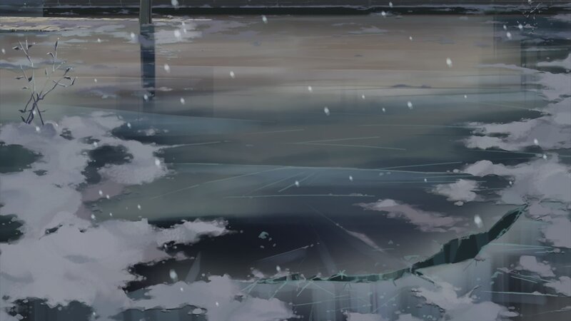 frozen pond with snow
