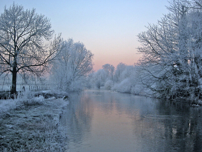 Frozen River at Dawn — Blue