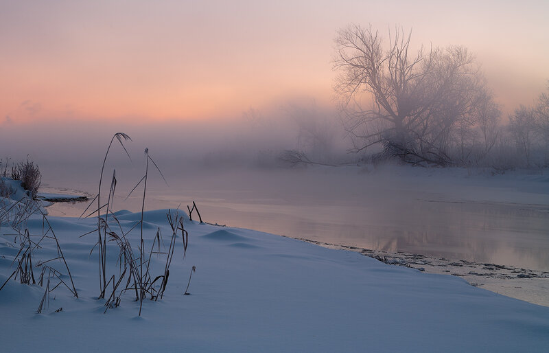 Frozen River at Dawn — White