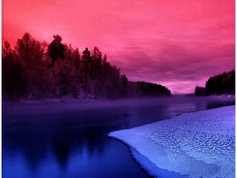 Frozen River at Dusk — Pink