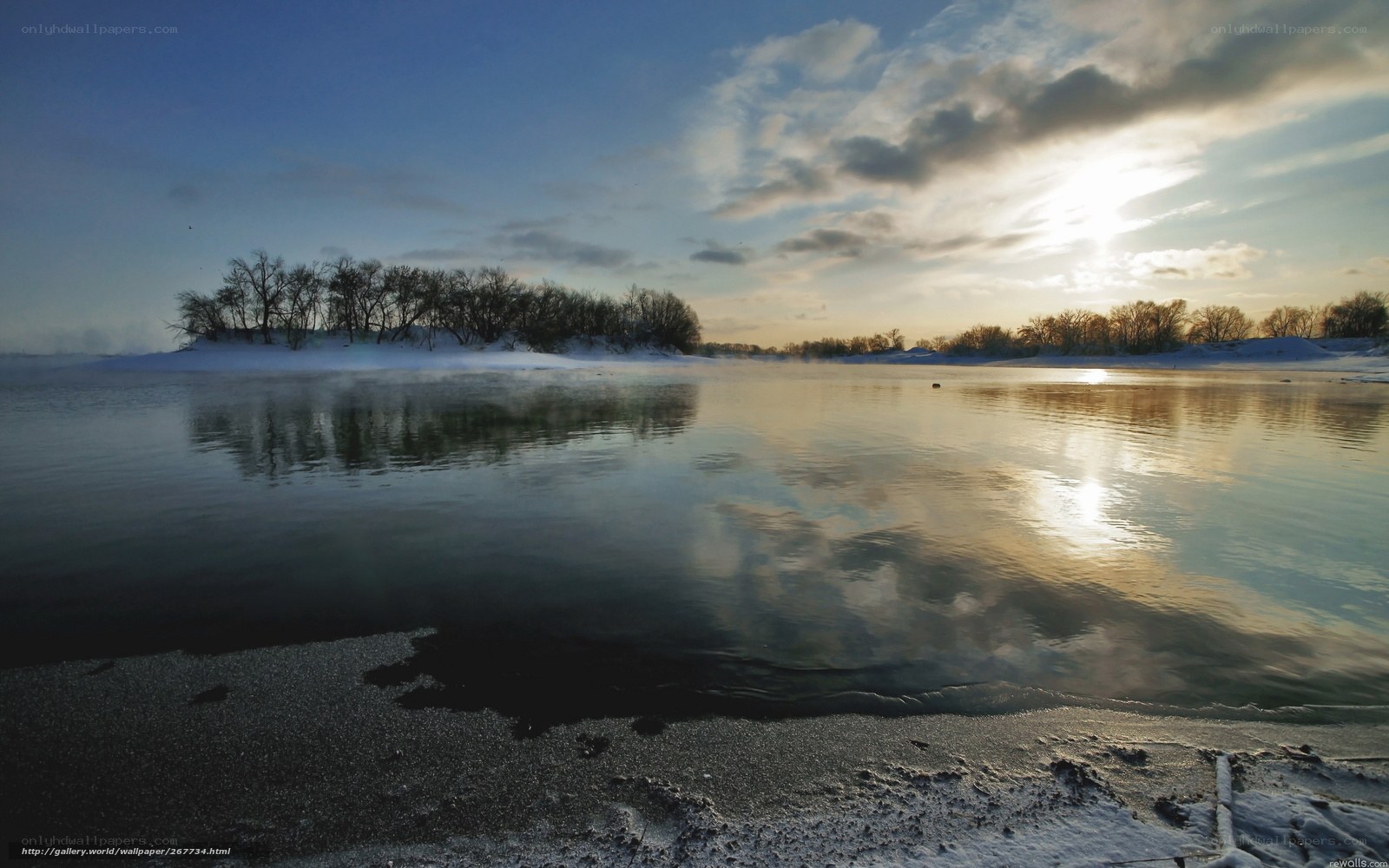 frozen river at sunrise