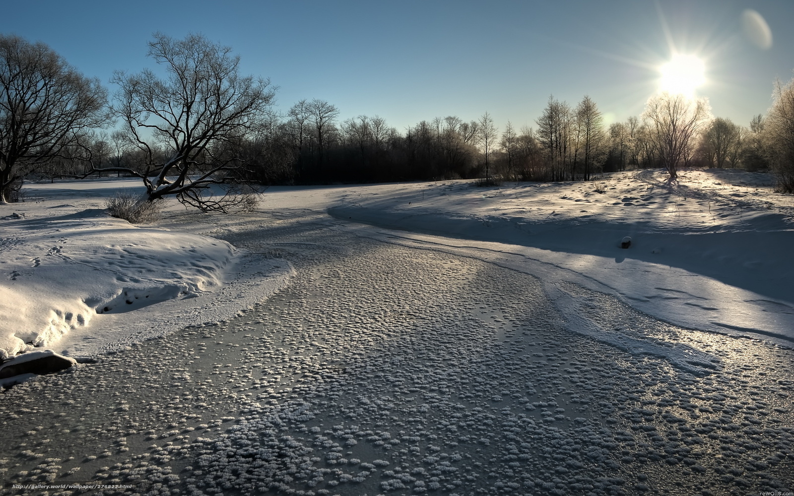Frozen river at sunrise