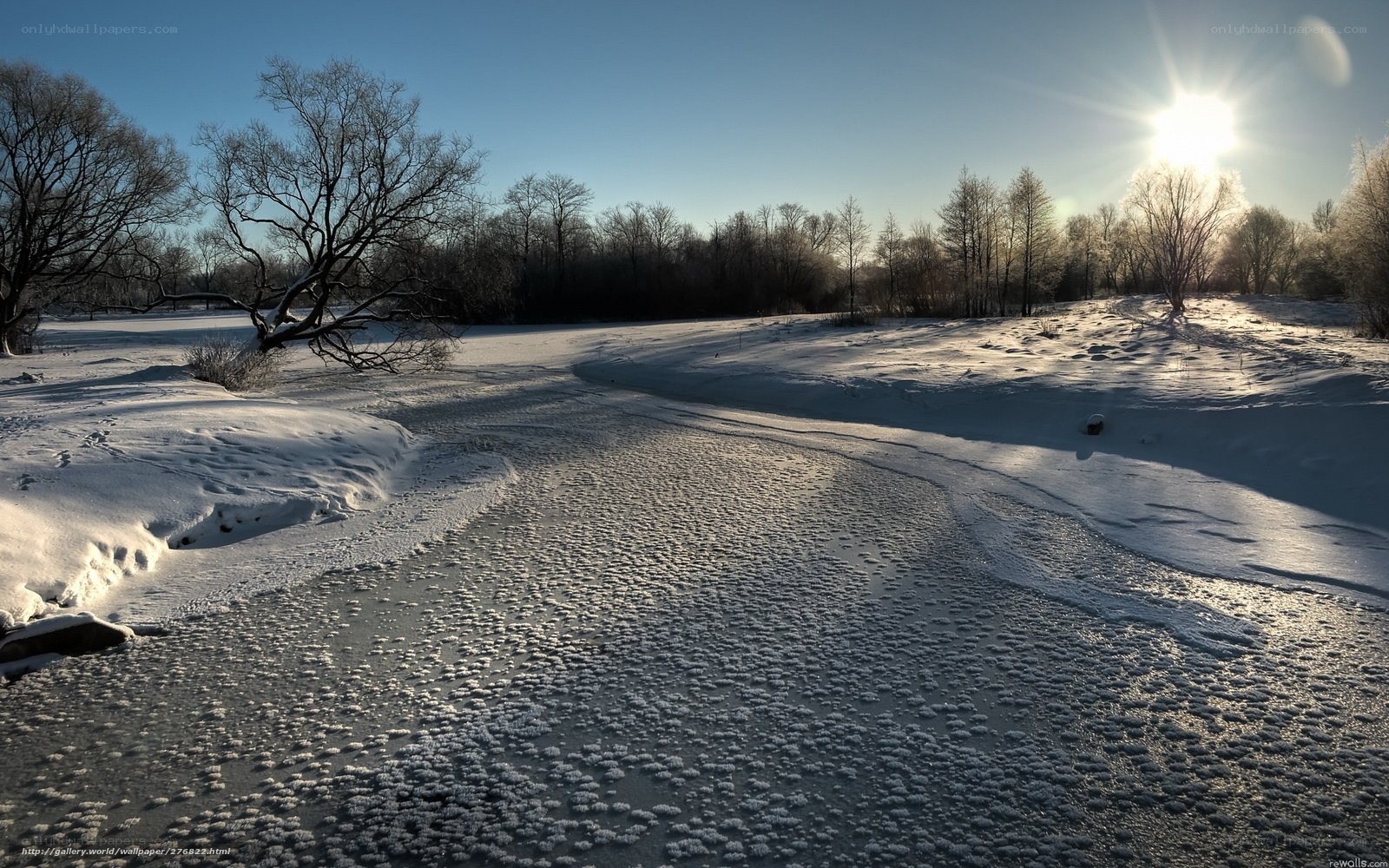 Frozen river at sunrise