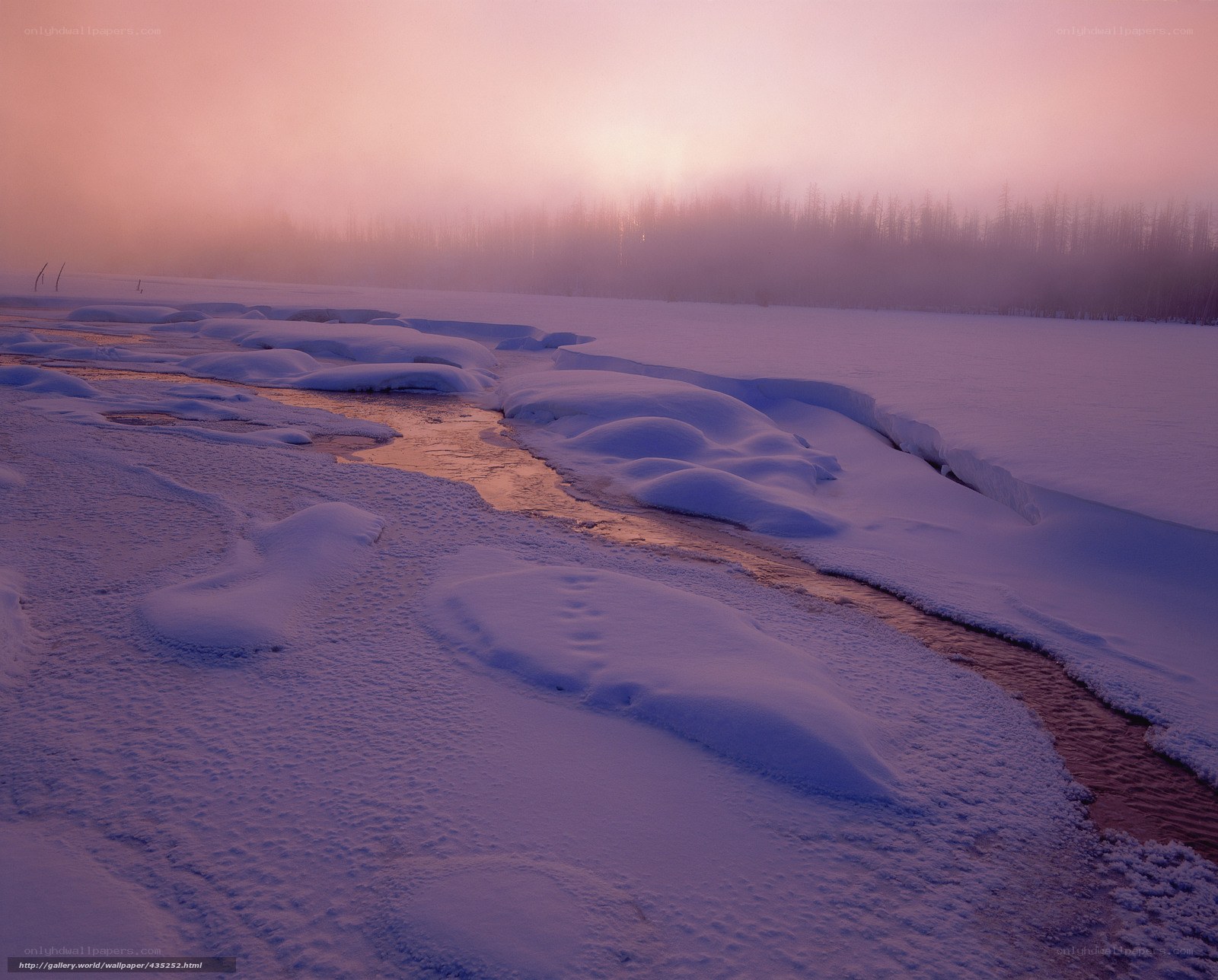 frozen river at sunrise