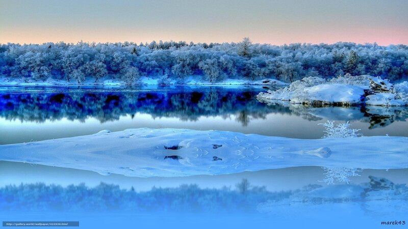 frozen river at sunset
