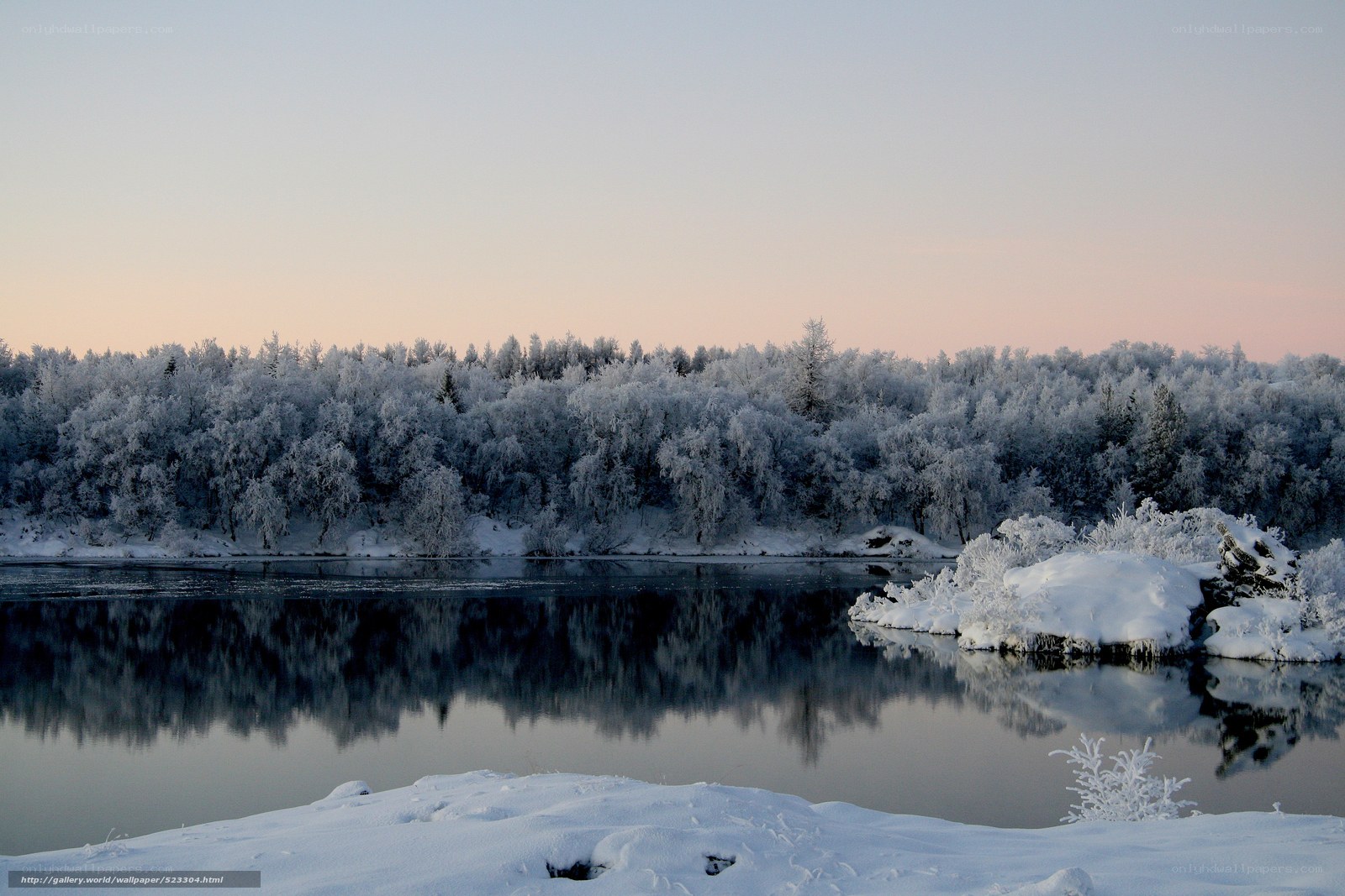 frozen river at sunset