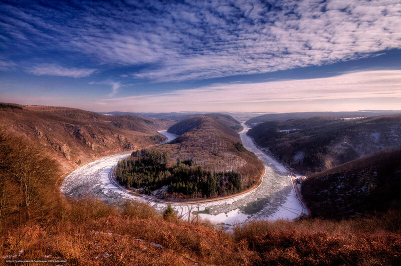 Frozen River Bend — Blue