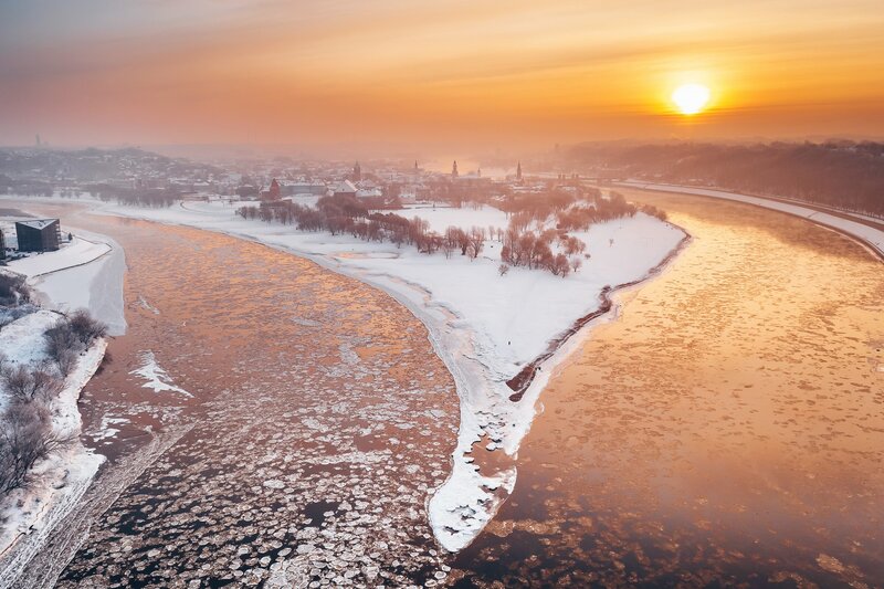 Frozen River Bend — Orange